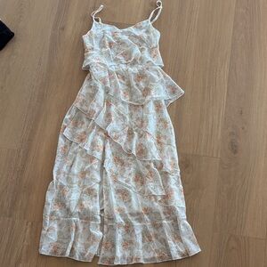 Floral Ruffle Maxi Dress small